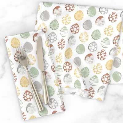 Easter dinner napkins with earth toned egg print by Amborela