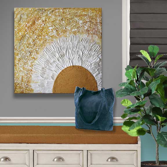 Entryway setting view of goldenrod sunset painting