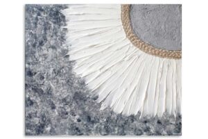 White and Silver Sun Painting with Impasto Texture | 24×20