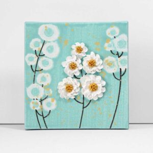 Cheery Yellow and White Wildflower Painting on Blue | Mini