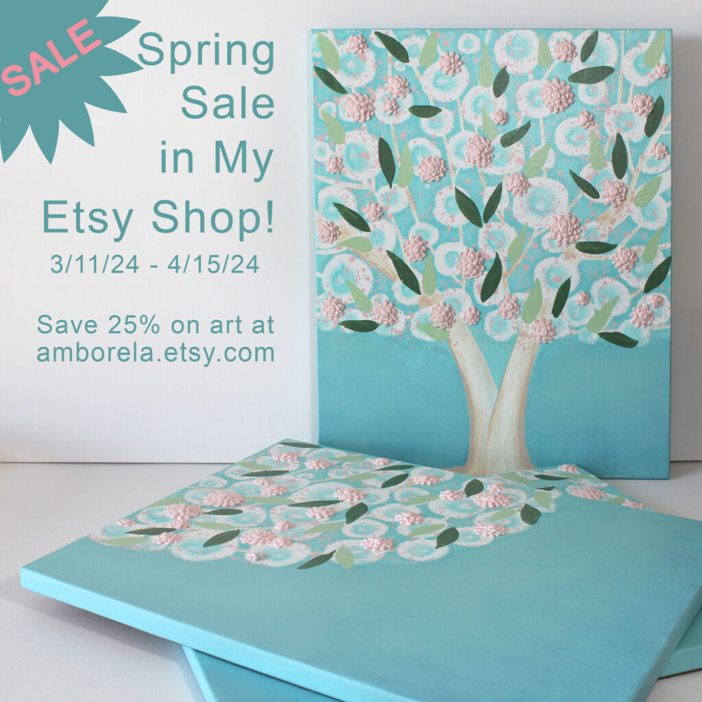spring sale on amborela artwork in Etsy shop