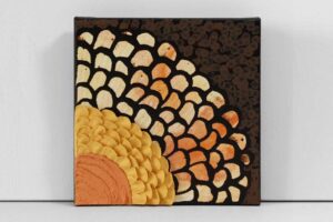 Orange Sunflower Subtractive Painting on Canvas with Texture | Mini