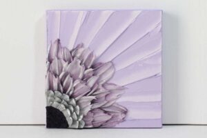 Impasto Painting of Purple Sunflower on Canvas | Mini