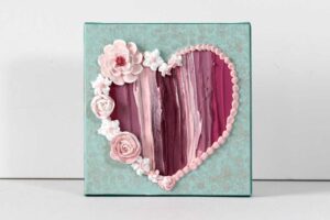 Pink and Teal Ombre Heart Painting | Mini