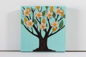 Autumn Leafy Tree Painting with Golden Leaves | Mini