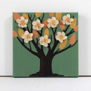 Autumn Leafy Tree Painting with Golden Leaves | Mini