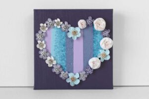 Purple Color Block Heart Canvas Art | Mini