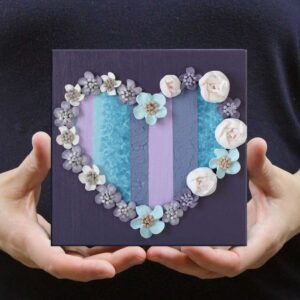 Purple Color Block Heart Canvas Art | Mini