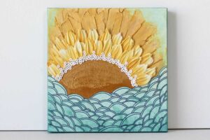 Yellow Sunrise on Ocean Waves | Small