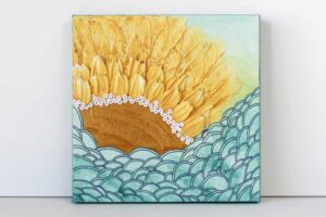 Yellow Sunset on Ocean Waves | Small