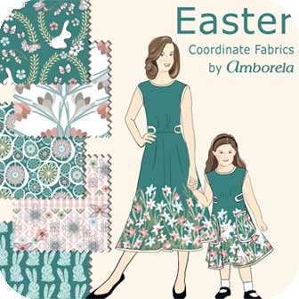 easter mother daughter dress fabrics with border daffodil prints