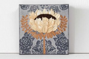 Art Deco Impasto Floral Art in Neutrals on Canvas | Mini
