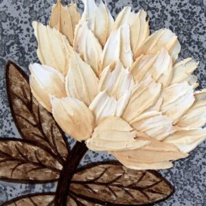 Impasto Peony Flower Art in Neutrals on Canvas | Mini
