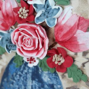 Red and Blue Still Life Floral Art on Canvas | Mini