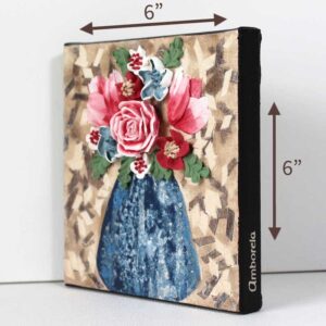 Red and Blue Still Life Floral Art on Canvas | Mini