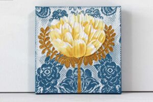 Blue and Yellow Art Deco Canvas Art with Texture | Mini