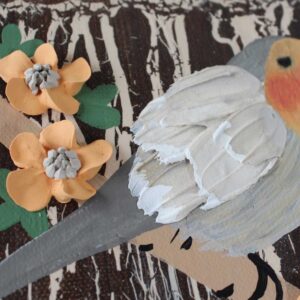 European Robin Canvas Art, Impasto Feathers | Mini