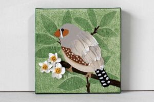 Zebra Finch Canvas Art with Impasto Feathers | Mini