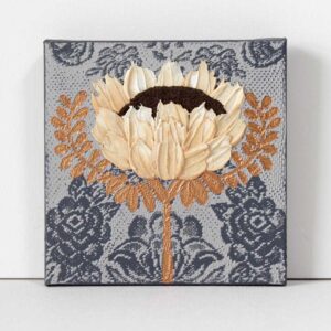 Art Deco Impasto Floral Art in Neutrals on Canvas | Mini
