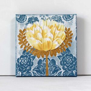 Blue and Yellow Art Deco Canvas Art with Texture | Mini