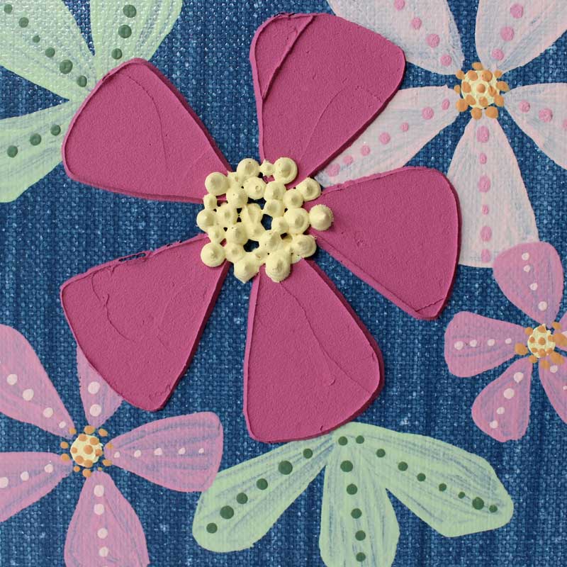 Textured Apple Blossom Art in Blue, Pink | Mini - Image 3