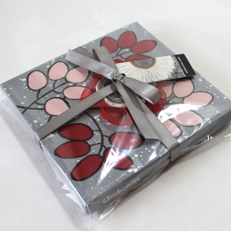 3D Fabric Flower, Gray and Red Rose Mixed Media Art | Mini - Image 4