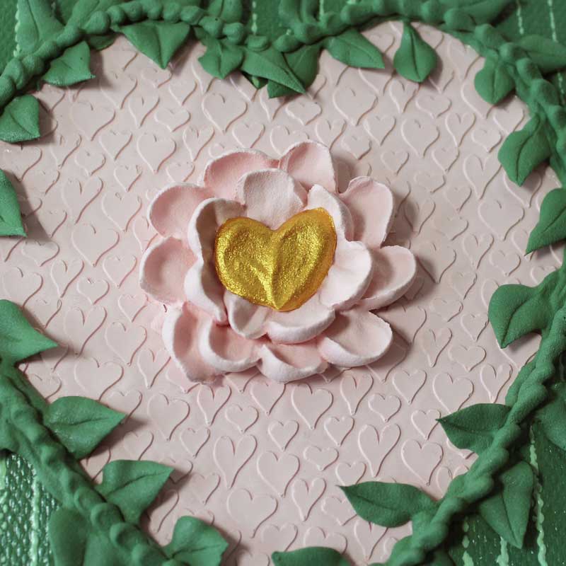 Green Leaf Wreath Painting, Pink and Gold Heart | Mini - Image 3