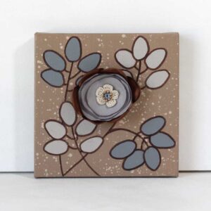 3D Fabric Floral, Neutral Toned Mixed Media Art | Mini