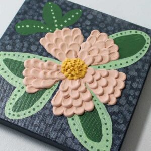 Textured Flower Painting, Peach, Charcoal | Mini