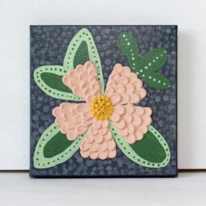 Textured Flower Painting, Peach, Charcoal | Mini