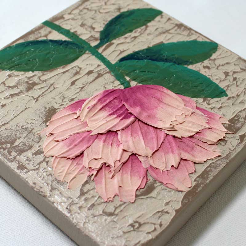 Peach Peony Painting, Rustic Impasto | Mini - Image 2