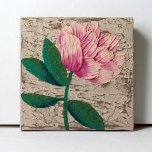 Peach Peony Painting, Rustic Impasto | Mini