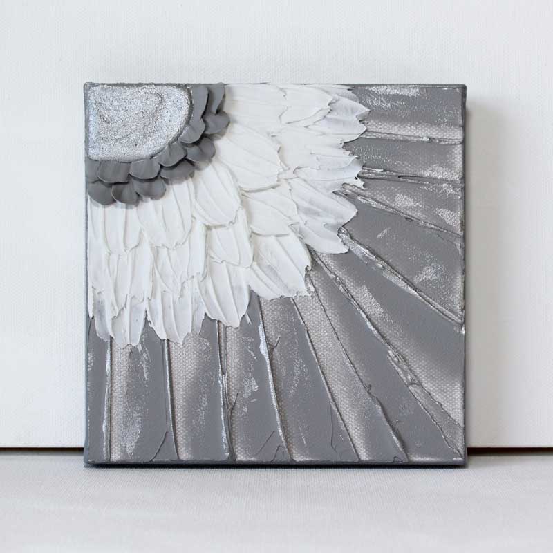 Silver Sunburst, Impasto Art Deco Painting | Mini