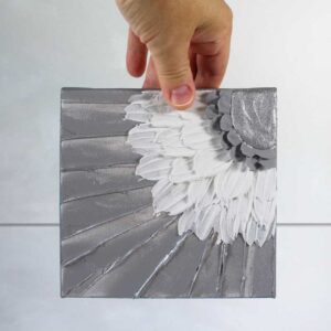 Silver Sunburst, Impasto Art Deco Painting | Mini