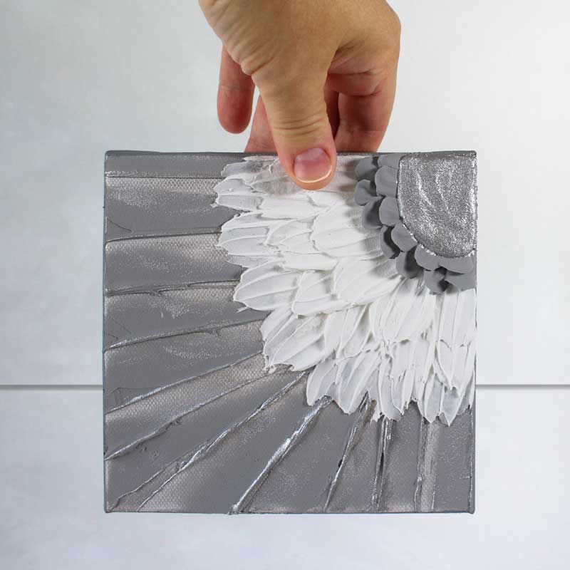 Silver Sunburst, Impasto Art Deco Painting | Mini - Image 2