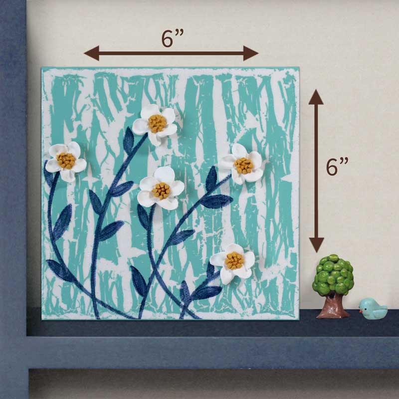 Rainy Day Painting, White Flowers on Blue | Mini - Image 2