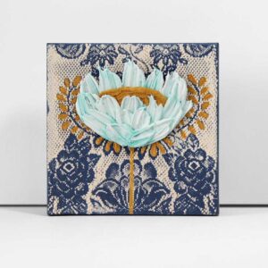 Impasto Flower in Art Deco Style Lace, Blue, Gold | Mini