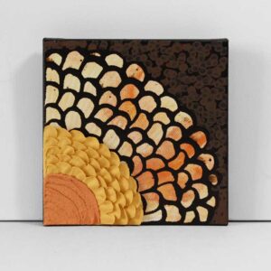Orange Sunflower Subtractive Painting on Canvas with Texture | Mini