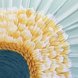 Textured Blue and Yellow Sunburst Art on Canvas | Small