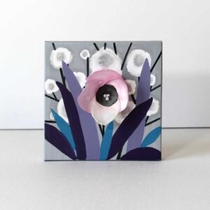 3D Orchid Artwork on Canvas in Purple, Gray | Mini