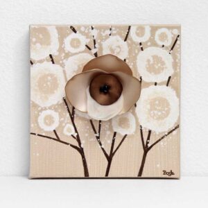 3D Orchid Artwork on Canvas in Neutral Tones | Mini