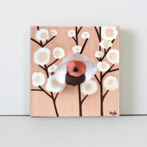 3D Orchid Artwork on Canvas in Peach | Mini