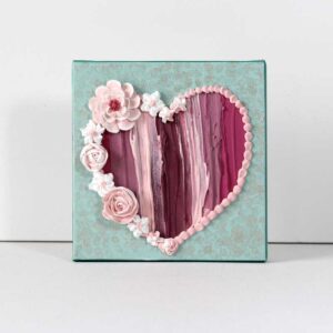 Pink and Teal Ombre Heart Painting | Mini