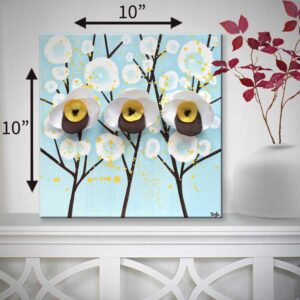 Fabric Orchid Painting on Canvas in Aqua, Yellow | Small