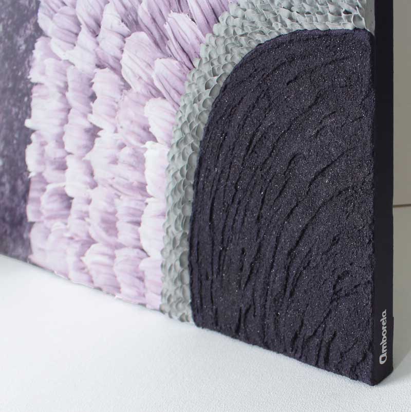 Purple Sun Painting with Impasto Texture | 24x24 - Image 2