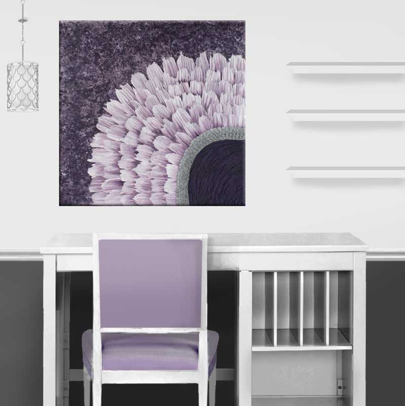 Purple Sun Painting with Impasto Texture | 24x24 - Image 7