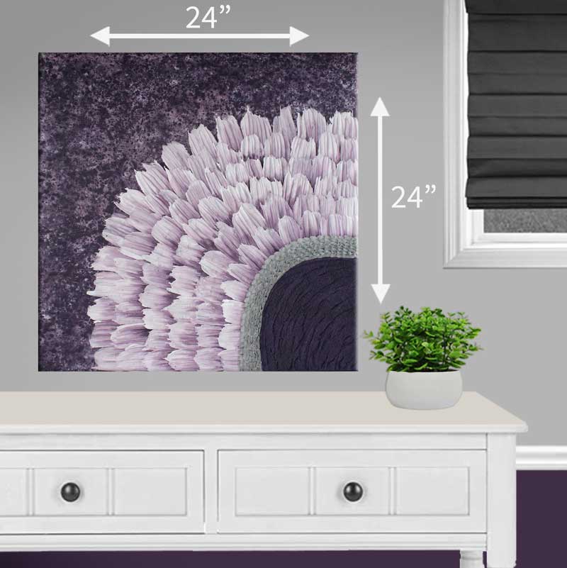 Purple Sun Painting with Impasto Texture | 24x24 - Image 3