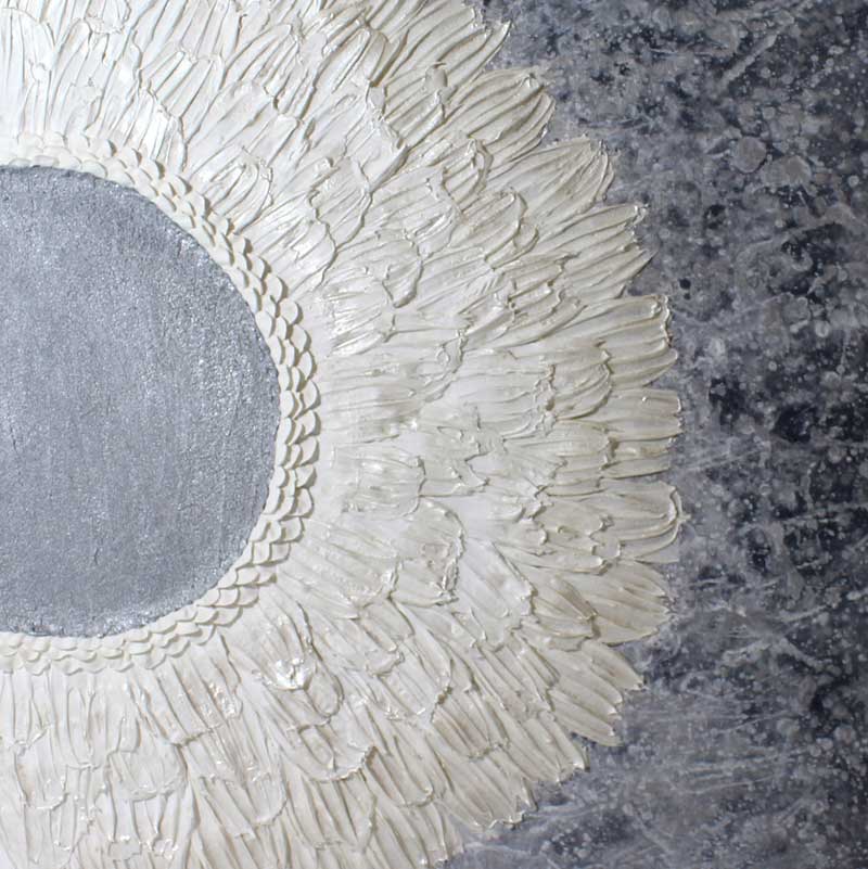 Silver Sun Painting with Impasto Texture | 20x24 - Image 6