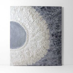 Silver Sun Painting with Impasto Texture | 20×24