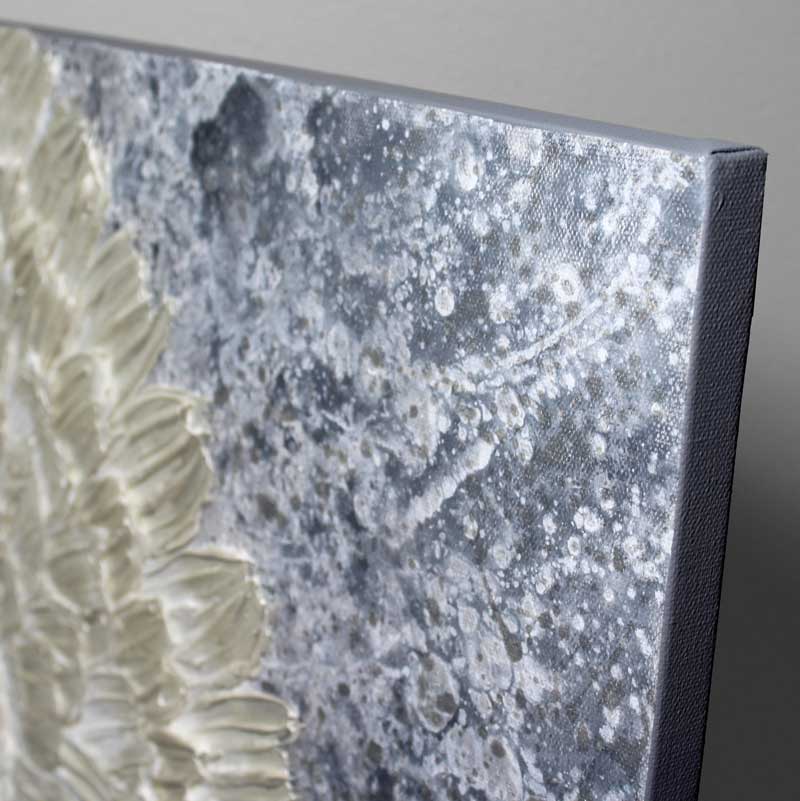 Silver Sun Painting with Impasto Texture | 20x24 - Image 4